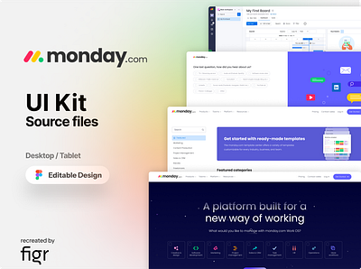 Monday Web UI (Redesigned) board calender crm figma issue kit landing page list management marketing product project saas software task tracker ui ux view webapp website