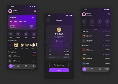 Money Transferring App!! app design application darkmode figma finance app interaction design landing page logo mobile design money app saas application saas landing page ui ui design ui inspiration uiux user interface ux design web design xd