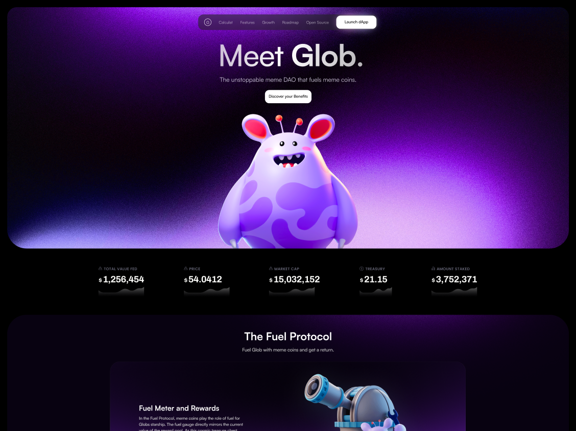 Web3 Coin Landing Page | Glob 3d blockchain branding crypto graphic design landing page landingpage meme coins saas ui uiux ux web web design web3