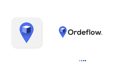 Ordeflow Logo box branding concept design flow gps gradient inspiration location logo minimal ordeflow order order tracking order tracking logo pin track order tracker tracking vector