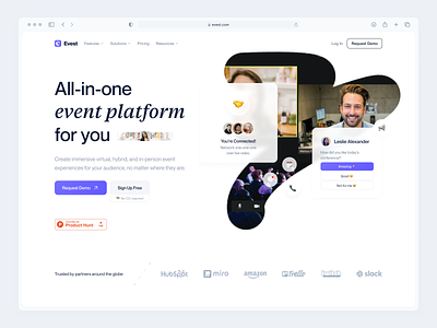 Event Platform - Landing Page all in one call clean event organizer event platform events hero home page landi minimalist ui design user interface video call virtual webinar website zoom