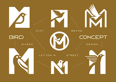 LOGO - M-BIRD animal bird birds branding design fly graphic design icon identity illustration letter logo m marks monogram moonboard symbol ui