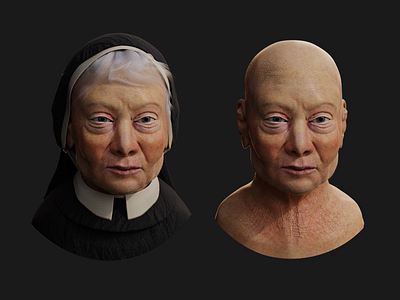 #171 Face / Blender 3D, Sculpting / Face 2 3d blender character hair model monk old skin substance woman