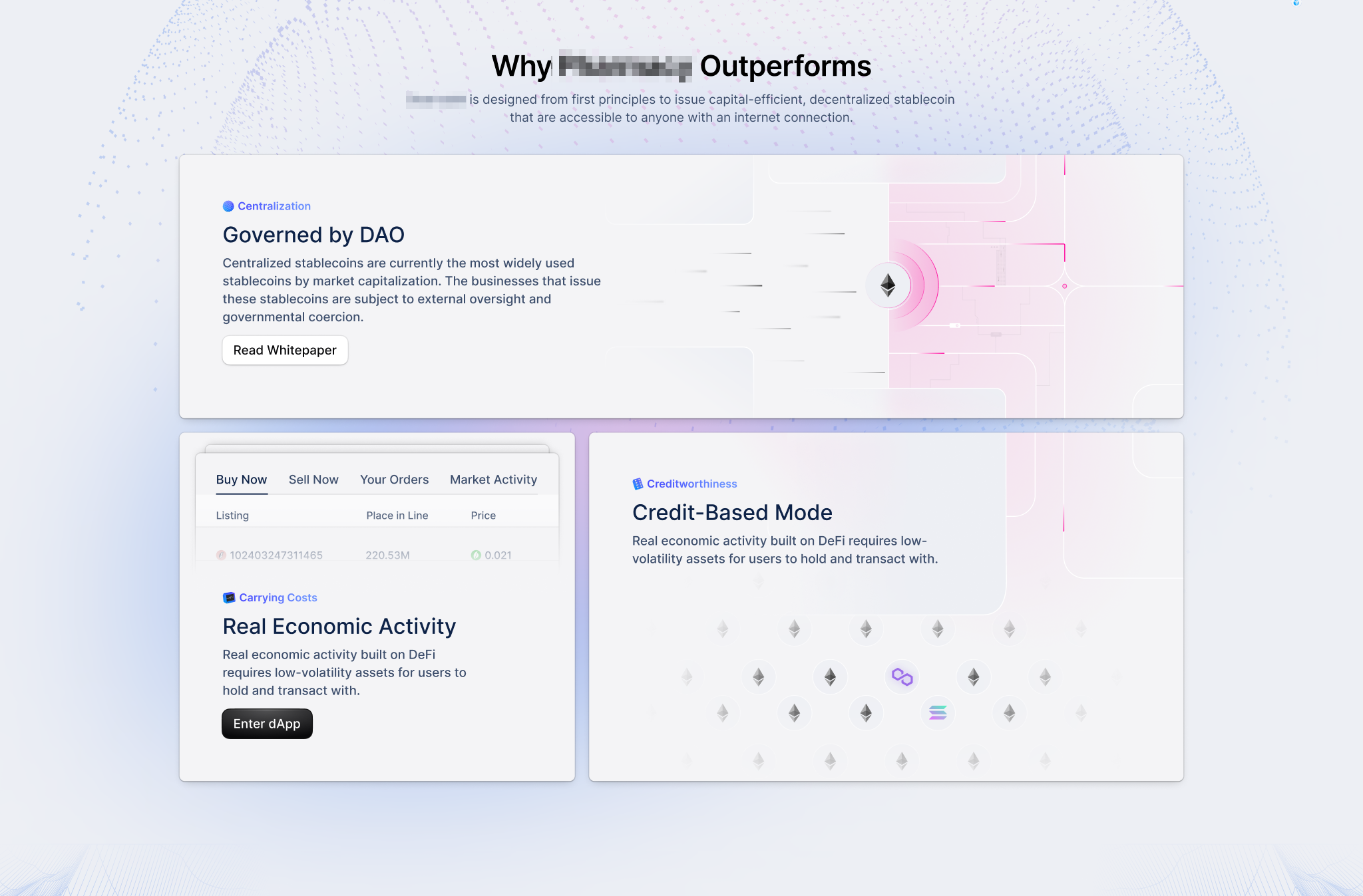 Web3 Bento Grid Stablecoin Landing Page bitcoin blockchain branding crypto design graphic design illustration landing page logo stablecoin typography ui ux vector web design web3