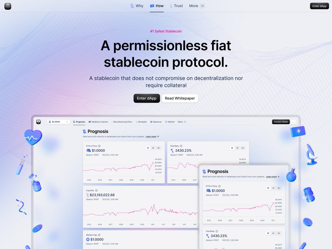 Web3 Stablecoin Landing Page blockchain branding crypto design graphic design landing page saas stablecoin ui ux web design web2 web3