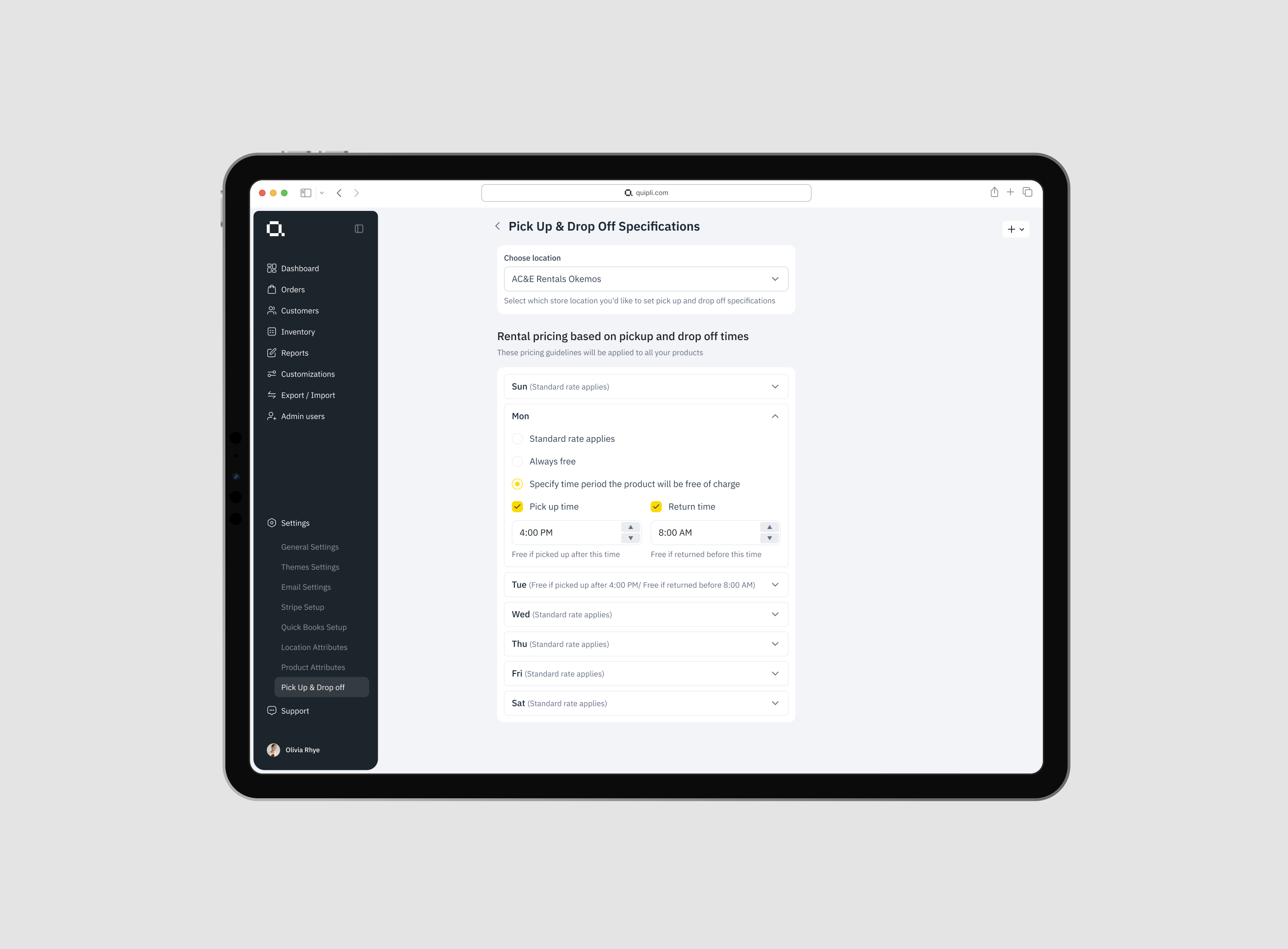 Quipli, equipment rental software. dead days desktop equipment minimal mobile product design rental software saas ui ux