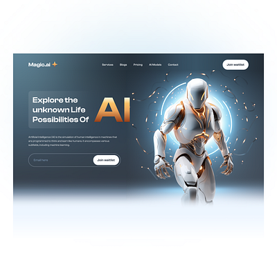 AI themed home page design 3d animation graphic design logo motion graphics ui