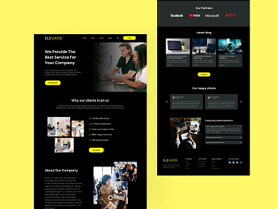 Elevato - Business Landing Page branding business business landing page business landing page ui business ui business ui templates business website company design inspiration landing page product design template ui ui design ui template user interface ux web design website ui