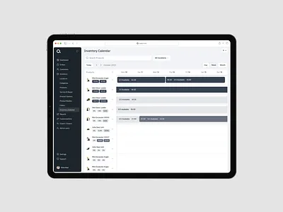 Quipli, equipment rental software. app desktop inventory calendar inventory management ios minimal mobile mobile layout product design renting equipment