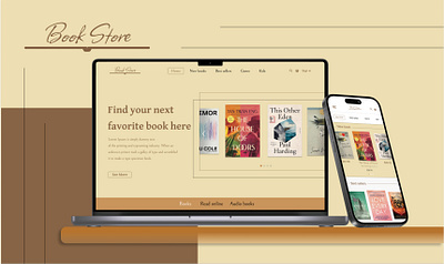 Book Store. Landing Page book book store brown dailyui design figma homepage landing page logo mobile responsive shop ui uiux web