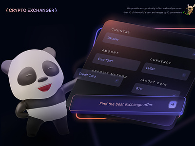 Crypto Exchanger 3d animation app button crypto design exchanger finance form game gradient graphic design input neon panda play sport ui ux web