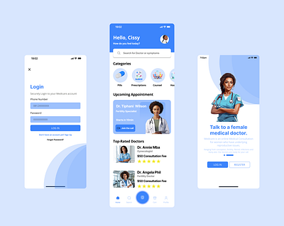 Medicare Consultation App for women animation graphic design ui