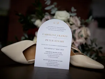 Peter & Caroline's Wedding Stationery Suite bombionere tags ceremony book design die cut invitiations gold foil graphic design menu design place cards print design wedding design wedding favours wedding invitations wedding stationery suite welcome sign
