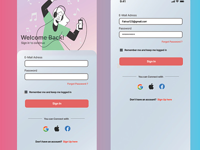 Login Page login login page music ui ux