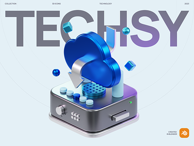 Techsy 3D Icons 3d blender blue collection figma icon technology website