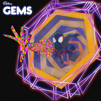 Illustration for Gems Ad branding cadbury cadburygems design gems graphic design illustration post poster spider man spiderman