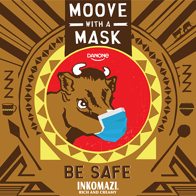 Inkomazi Moove with a mask african africanart besafe branding cato manor contemporaryart danone design illustration inkomazi vector