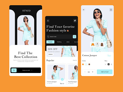 Fashion App - STYCO app app design clothing app clothing brand e commerce e commerce app ecommerce ecommerce app fashion app fashion brand ios mobile app mobile app design online store ui