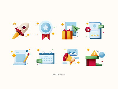 Icons calendar evaluate gift icon icons medal notice rocket sign vector