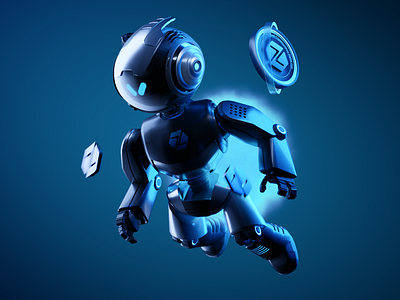 Crypto Trading 3D Character 3d bitcoin blockchain blue character crypto motion graphics robot trading usdt