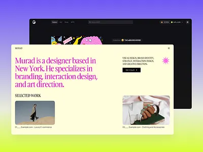 Atomize → Sample UI screens atomize branding dark theme design system figma light theme logo portfolio typography ui