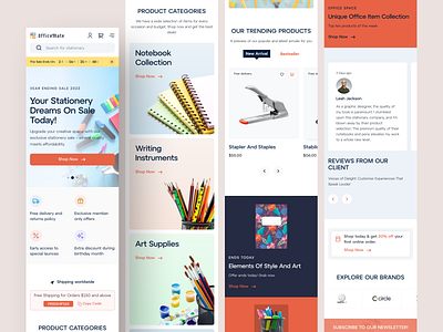 Stationery Website clean daily ui design e commerce interface landing page minimal mobile mobile ui responsive ui shop stationary ui ui ui design uidesign uiux ux web design web ui website
