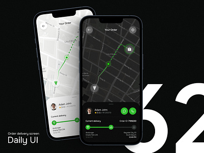 Daily UI #62 - Order delivery screen app dailyui delivery design food food app food delivery interface ios map map view mobile mobile app order order food pizza pizzeria ui uiux ux