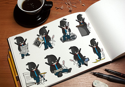 Various versions of Literaturasyl’s mascot for different topics branding customisation drawing graphic design illustration vector