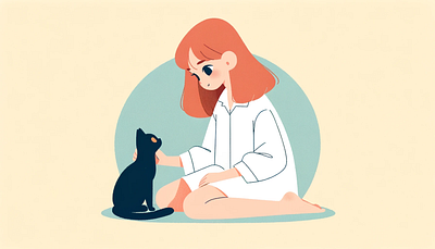 The child & the cat illustration