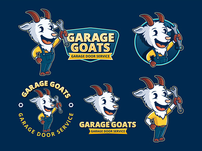 Garage Goats Logo Design classic logo garage garage goats garage mascot garege logo goat goat cartoon goat character goat logo design goat mascot logo logo mascot mascot mascot design mascot logo retro retro cartoon retro character retro design retro style