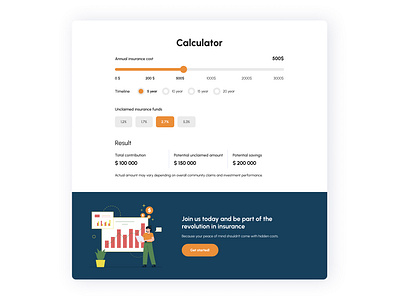 Fincurity - Calculator for a SaaS insurance app calculator design fintech illustration insurance saas ui ux