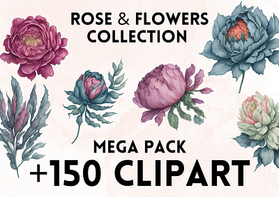 Rose & Flowers Clipart clip art clipart clipart png floral flower flower clipart flowers graphic design png rose roses
