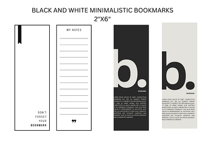 Black and White Minimalistic Bookmarks design graphic design print typography