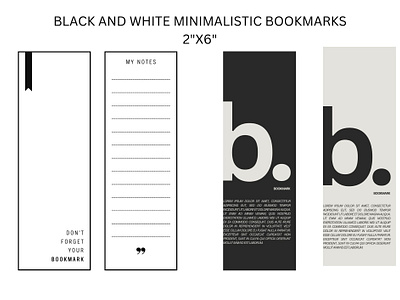 Black and White Minimalistic Bookmarks design graphic design print typography