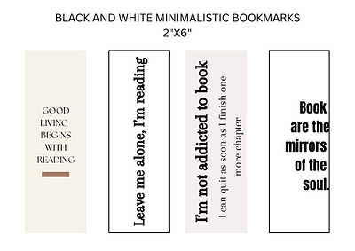 Black And White Minimalistic Bookmarks (2) design graphic design illustration print typography