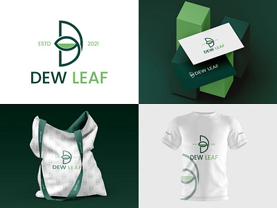 Dew Leaf Logo Design branding business creative logo custom logo d letter logo graphic design leaf letter logo logo nature logo