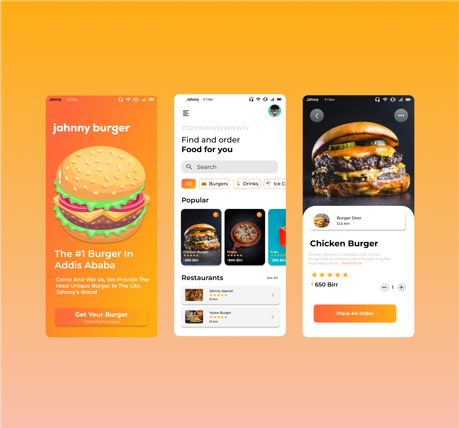 Burger App UI/UX Design by Kalewold Tadesse on Dribbble