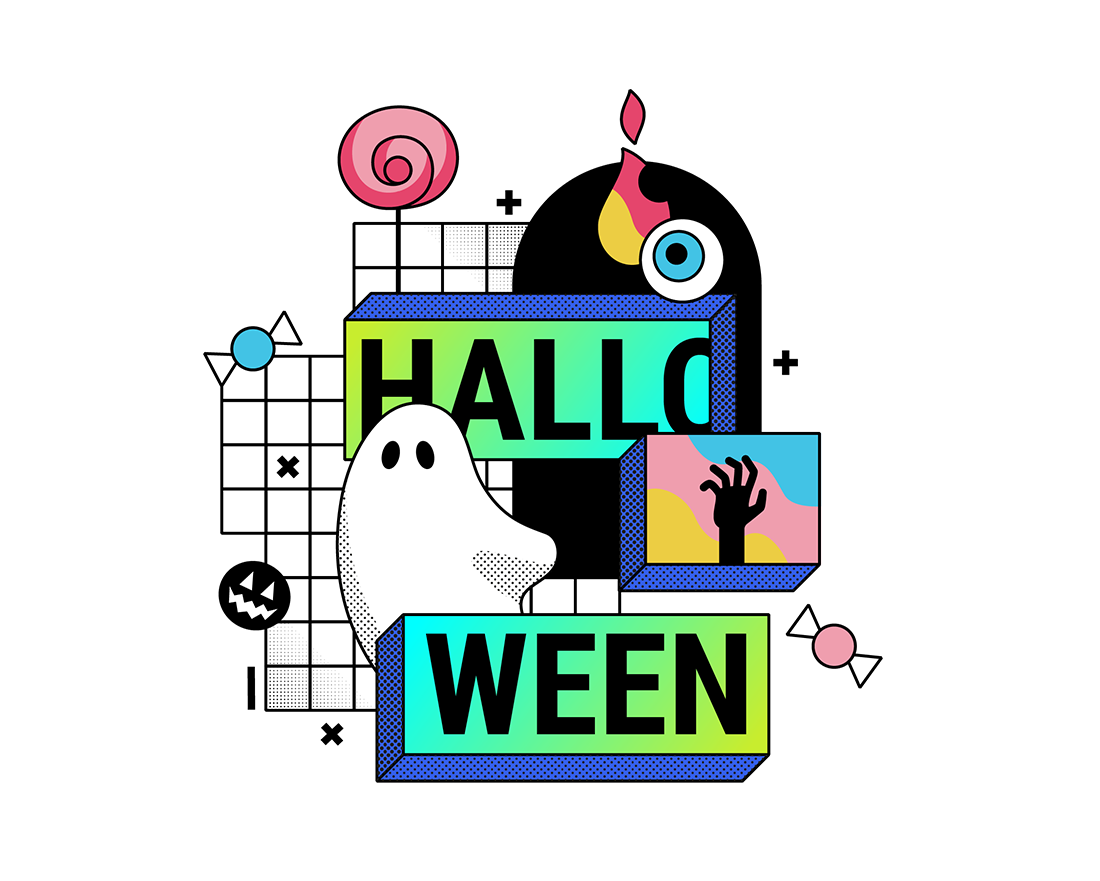 Halloween colorful design ghost graphic design halloween illustration vector web design