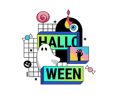 Halloween colorful design ghost graphic design halloween illustration vector web design
