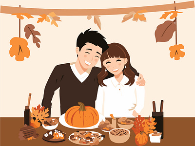 Thanksgiving for Two - A Romantic Dinner for Couples couples feast couples thanksgiving holiday traditions intimate celebration love and gratitude romantic dinner romantic moments romantic table setting seasonal artwork seasonal illustration thanksgiving blessings thanksgiving day thanksgiving meal thanksgiving mood thanksgiving romance