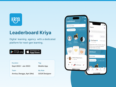 Leaderboard Kriya Apps branding graphic design ui