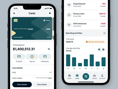 Finster: Card Page AI Feature Mobile App Fintech Banking ai app artificial intelligence bank banking credit card dashboard debit card ewallet finance fintech mastercard mbanking mobile mobile app money product design saas visa wallet