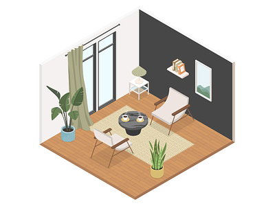Minimalistic interior design - modern isometric illustration design home house illustration interior isometric isometric illustration room style vector