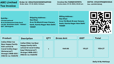 Invoice Receipt..! #DailyUI #017