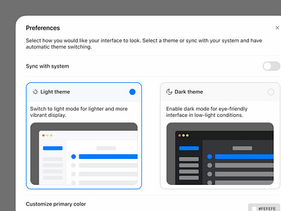 Display Theme Preferences color display setting preferences ui