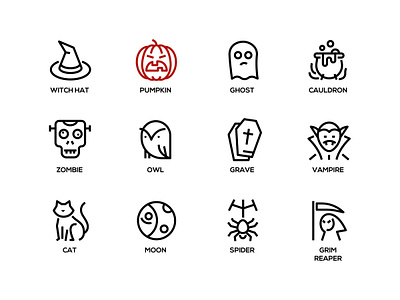 Halloween - line design style icons autumn design fall halloween holiday icon line pictogram style vector
