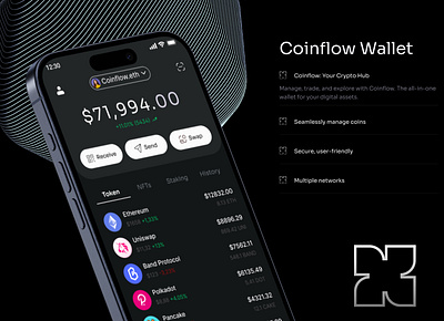 Coinflow A Web3 Wallet for a Seamless Crypto Future blockchain crypto walleyt design dark apps design figma design finance app graphic design mobile apps uiux user interface wallet apps