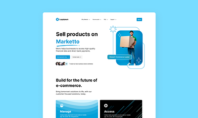 Landing Page for Online Market Platform blue design interface landing page ui user interface ux web design website
