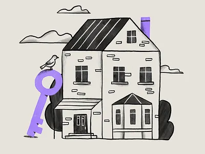 Home art bird black and white building buy color accent editorial home house illustration illustrator key outline purchase textured