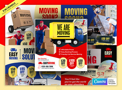 Moving Social Media Banner Bundle Vol.01-05 Canva Template moving social media post banner